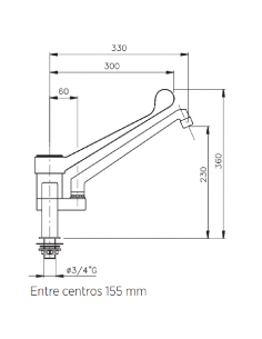 Grifo monomando de superficie GM2D E de Edenox 2