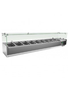 Vitrina 8 cubetas GN1/4 con cúpula de vidrio de...