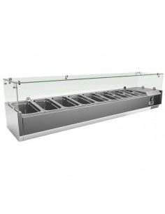 Vitrina 8 cubetas GN1/3 con cúpula de vidrio de...