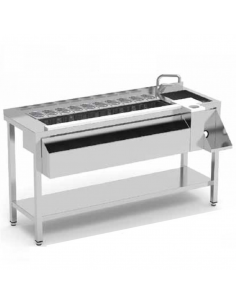 Mesa de coctelería con fregadero y estante MCE-160 de Eratos