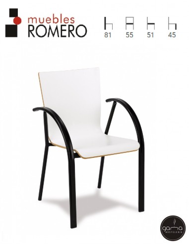 Sillón de acero plastificado con asiento laminado M246 de Muebles Romero