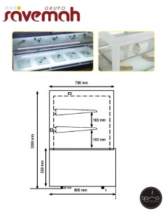 Vitrina pastelería 2 estantes de 595 L - VPP815-2 de Savemah 2